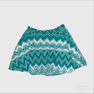Turquoise and white Chevron Mini Skirt